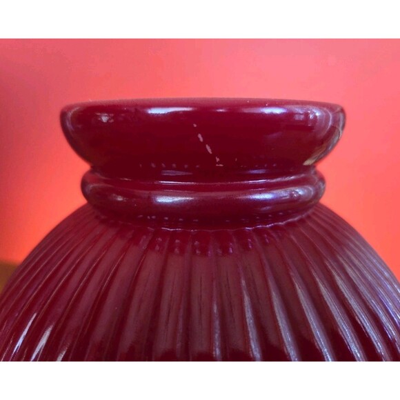 Vintage 6" Red / Cranberry Ribbed Student Replacement Glass Globe Rib Shade - Picture 5 of 5
